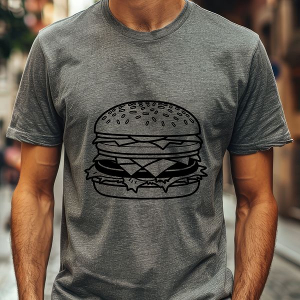 SVG Hamburger Vector Graphic Vector illustration of a hamburger with a round bun and patty, perfect for graphic design and DIY projects.