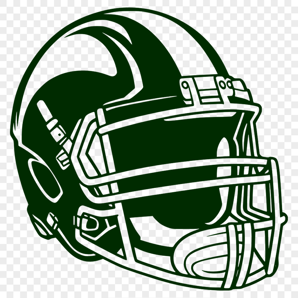A vector illustration of a football helmet and ball in the style of American football.