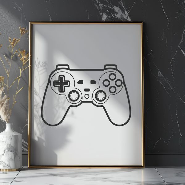 Beautiful Digital Joystick Clip Art A digital game controller with buttons and joysticks, suitable for vector graphics and cutting machine designs.