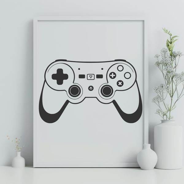Button and Joystick Gamepad Illustration A digital game controller with buttons and joysticks, designed as a vector graphic.
