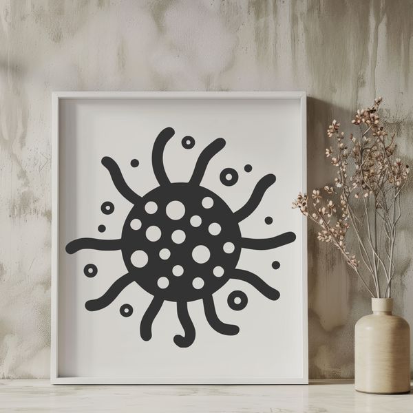 A simple illustration of bacteria with rounded shapes and basic details.