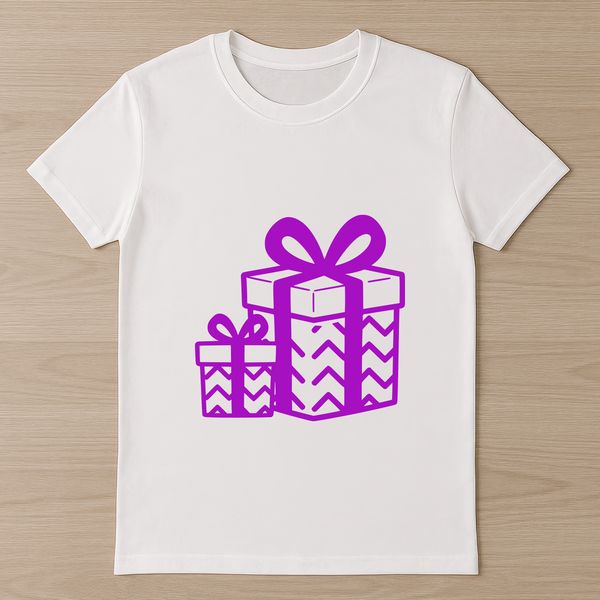A simple digital representation of a wrapped gift box with a bow on top.