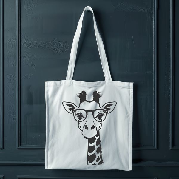 Spotted Safari Companion with Eyewear A tall, spotted savannah animal with long neck and legs, wearing a pair of glasses.