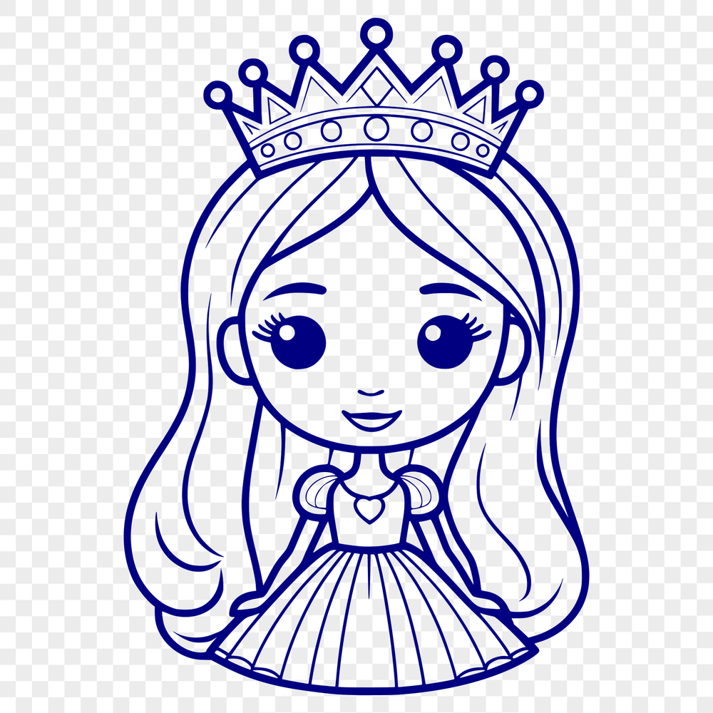 Elegant Princess Clip Art Vector Design A young female character depicted as a princess in a regal pose.