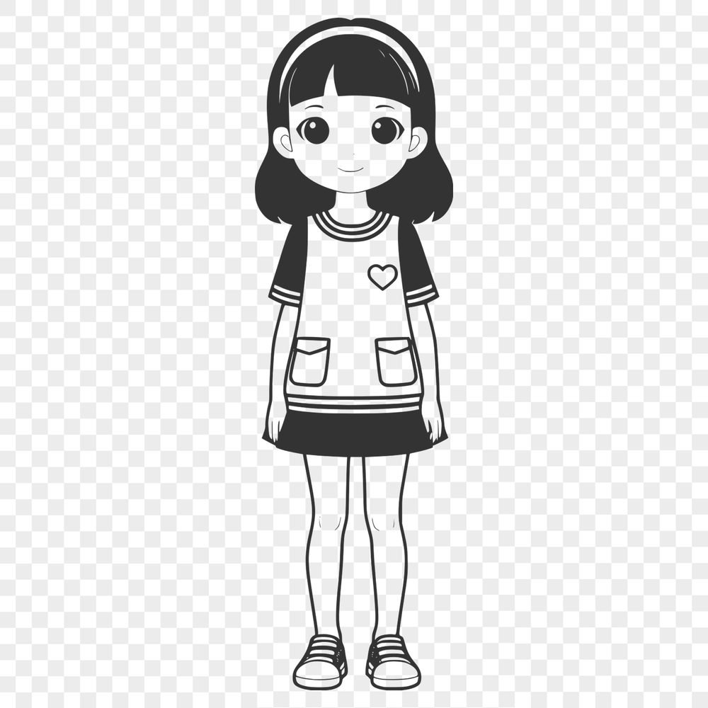 Young Girl Vector Artwork Illustration of a young girl in simple vector lines.