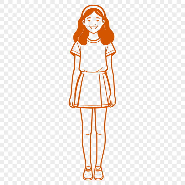 Beautiful SVG Clip Art for Digital Projects A stylized illustration of a young girl designed as vector art for digital applications.