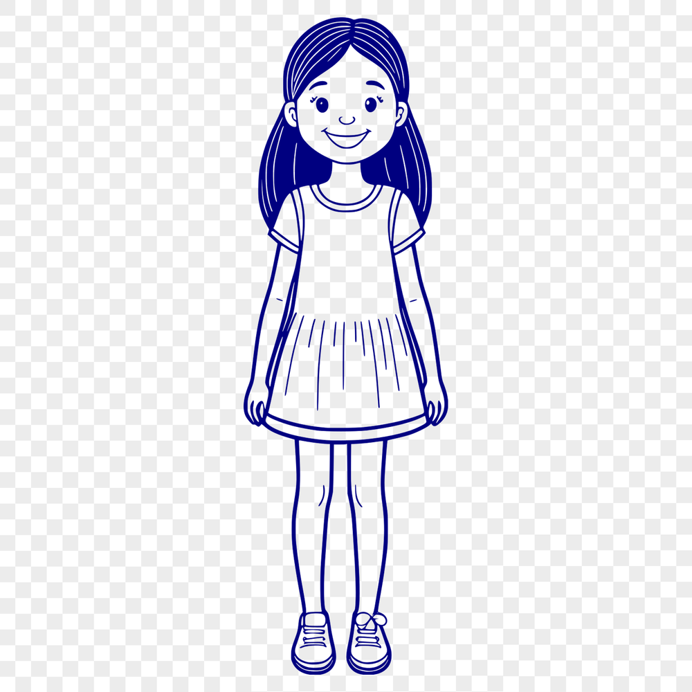 Young Girl Illustration in Vibrant Colors A young girl in a bright and colorful outfit, suitable as a vector design element.