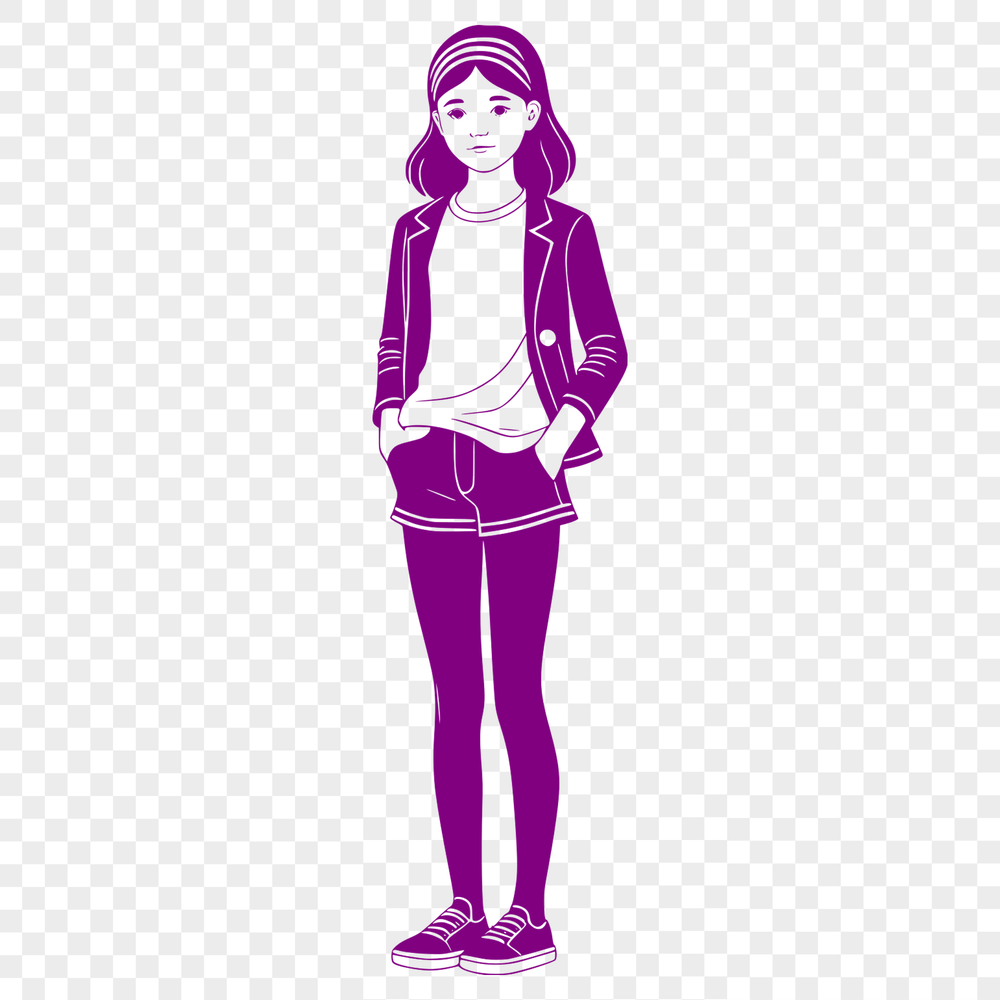 Vector Girl Illustration for Digital Projects Young female illustration in vector format suitable for digital crafting and design projects.