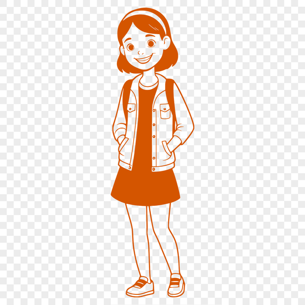 Free Clipart of a Pretty Girl A young girl character illustrated in a vector format suitable for digital and offline use.