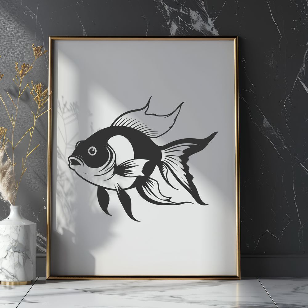 Colorful Goldfish SVG Design An illustrated goldfish in a simple, colorful design.