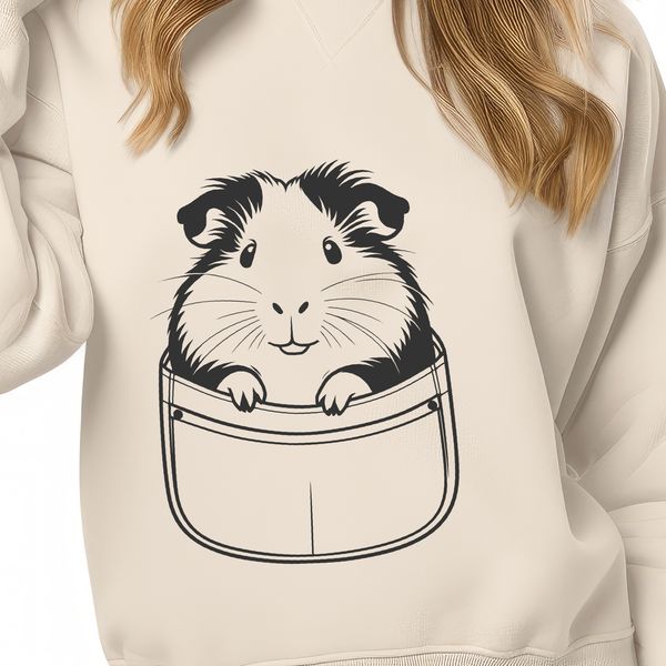 Cuddly Guinea Pig SVG Design A small, furry guinea pig with a rounded body and short legs, suitable for personal use as a vector design.
