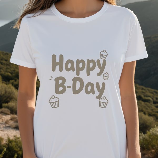 A vector graphic illustration of a Happy Birthday message in a decorative font.
