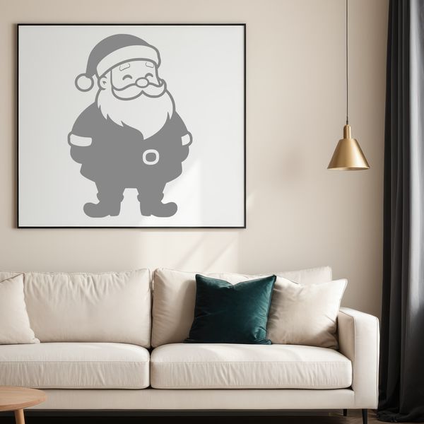 Illustration of a jolly old man in red suit with white beard and hat, ideal for Christmas decorations and festive designs.
