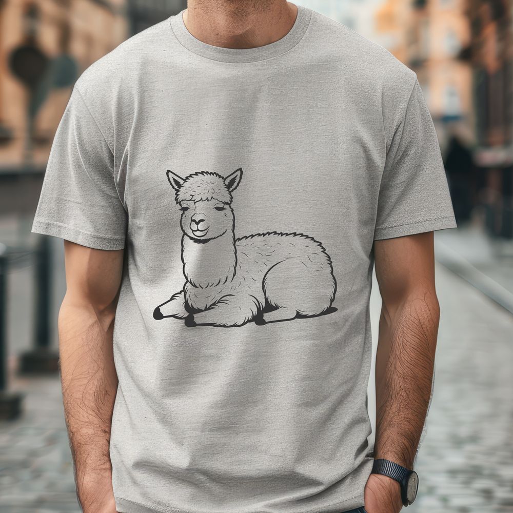SVG Alpaca Vector Graphic An illustration of a resting South American camelid animal.