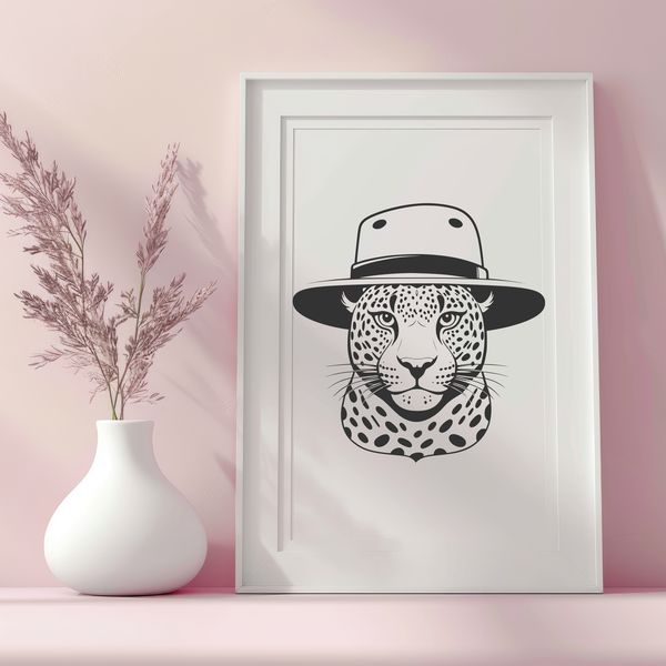 A large feline animal with distinctive spots, depicted in vector form.