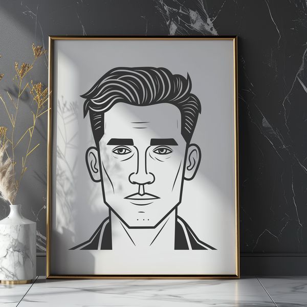 Clean Line Art SVG Figure An illustration of a man depicted in a minimalist style with clean lines and shapes.