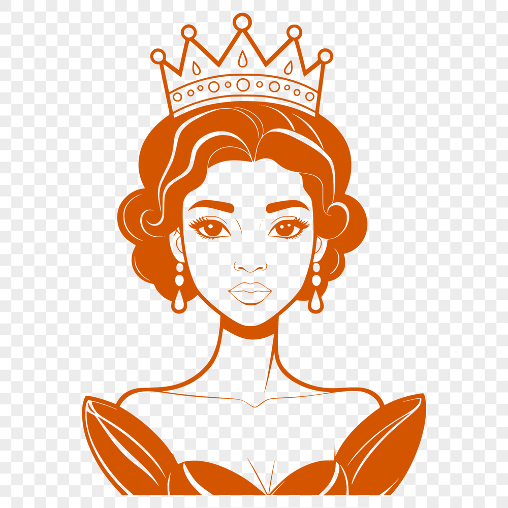 A digital illustration of a young female princess in a regal gown.