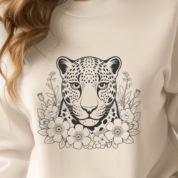 A large, spotted big cat with a distinctive black and golden coat pattern, suitable as vector art for various designs.