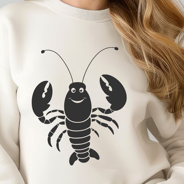 Lobster Illustration in Coastal Scene A graphic representation of a lobster in its natural habitat.