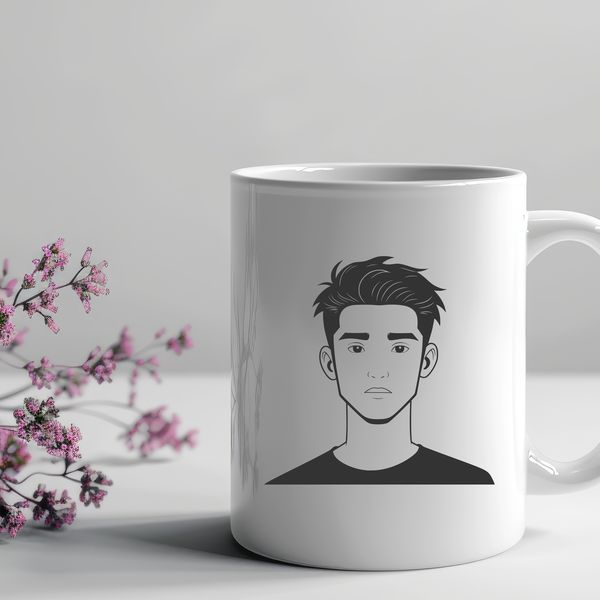 Basic Man Vector Graphic A simple illustration of a male figure made up of clean lines and basic shapes.