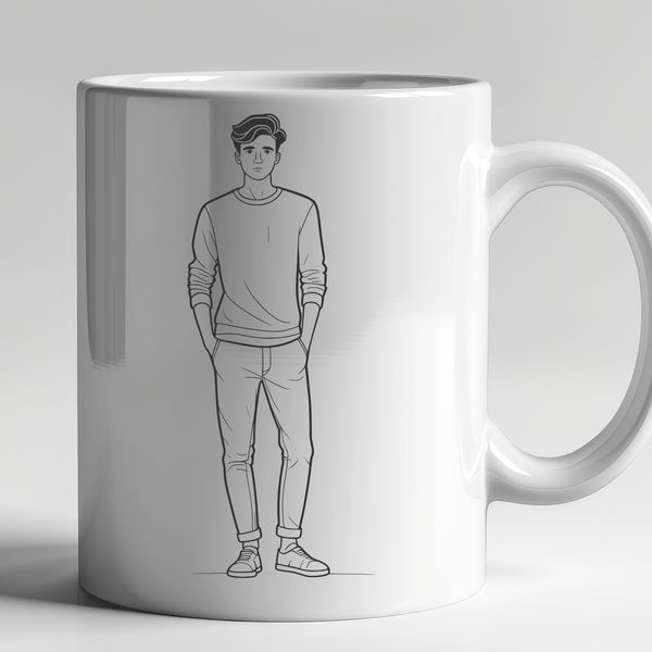 Beautiful Man Illustration in SVG Format Male figure depicted in a simple vector style, suitable for graphic design and digital art.