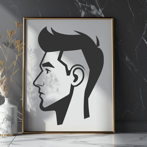 Basic Male Line Drawing A simple line drawing of a male figure with basic facial features and body proportions.