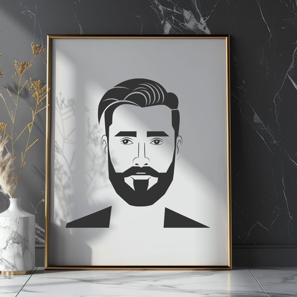 Facial Hair Vector Character A male figure with facial hair, suitable for vector art and design projects.