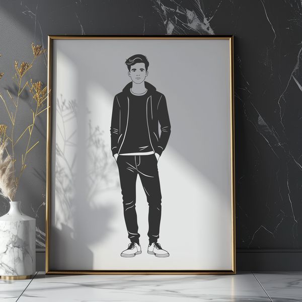 Elegant Male Figure Design Vector graphic representation of an adult human male in a standard pose.