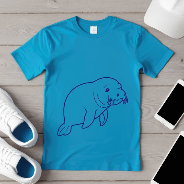 Sea Creature SVG Design Free Download A detailed illustration of a manatee in vector format.
