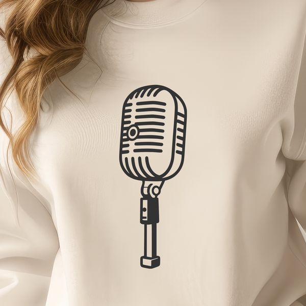 Beautiful Microphone SVG Graphic A detailed illustration of a microphone, suitable for use in vector graphics and cutting machines.