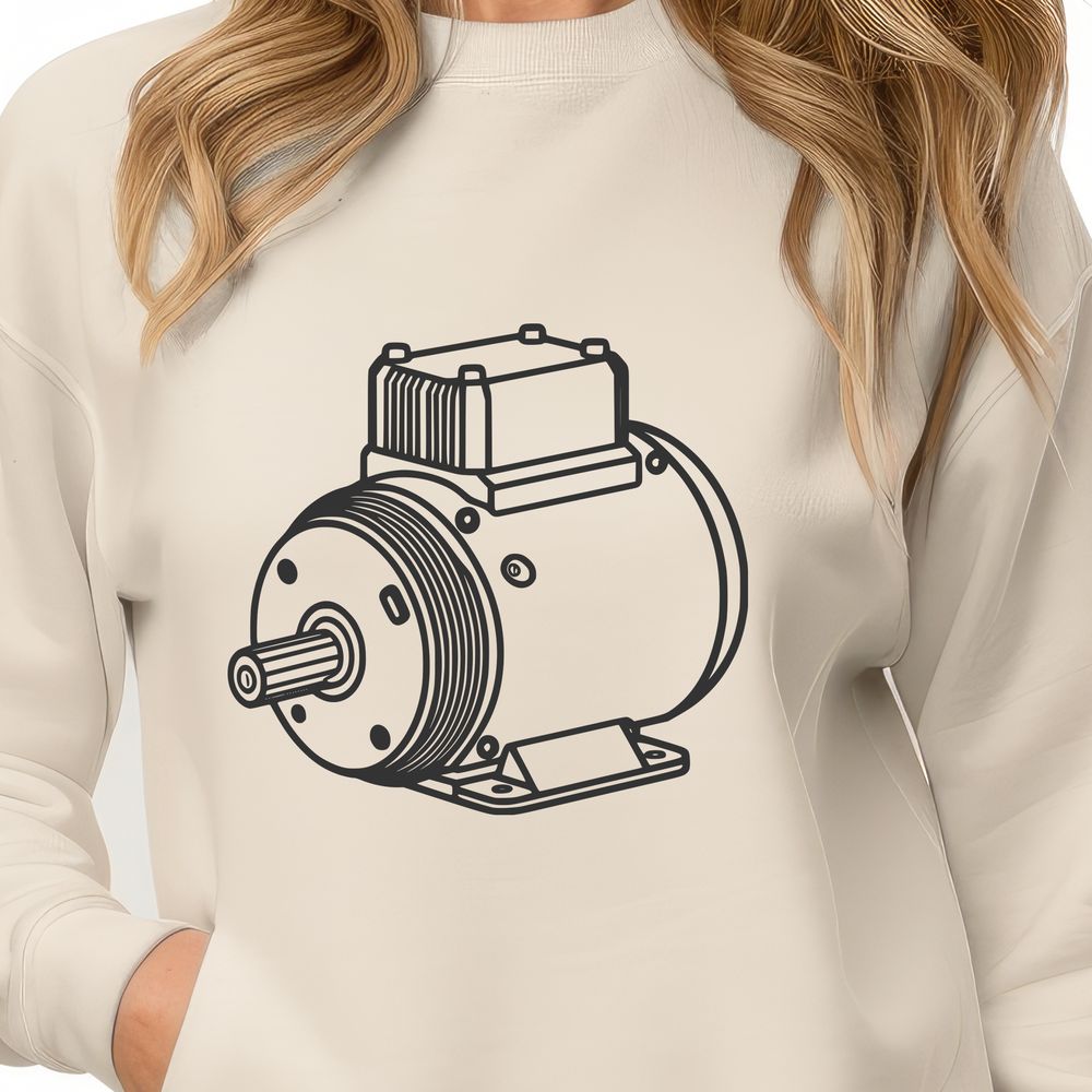 Gearbox and Shaft SVG Design A detailed illustration of a generic electric motor with gears and shafts.