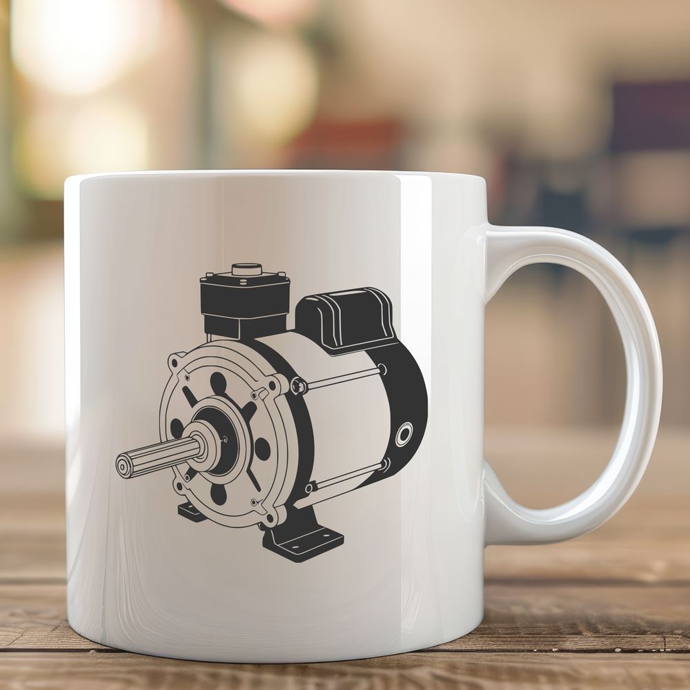 Modern Electric Motor Illustration A detailed illustration of a modern electric motor, suitable for vector graphics design.