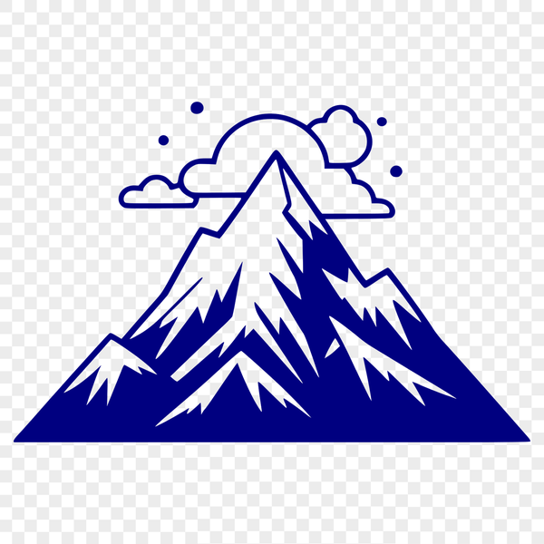 Layered Terrain SVG Design A vector graphic representation of a mountain silhouette with layered terrain and scenic details.