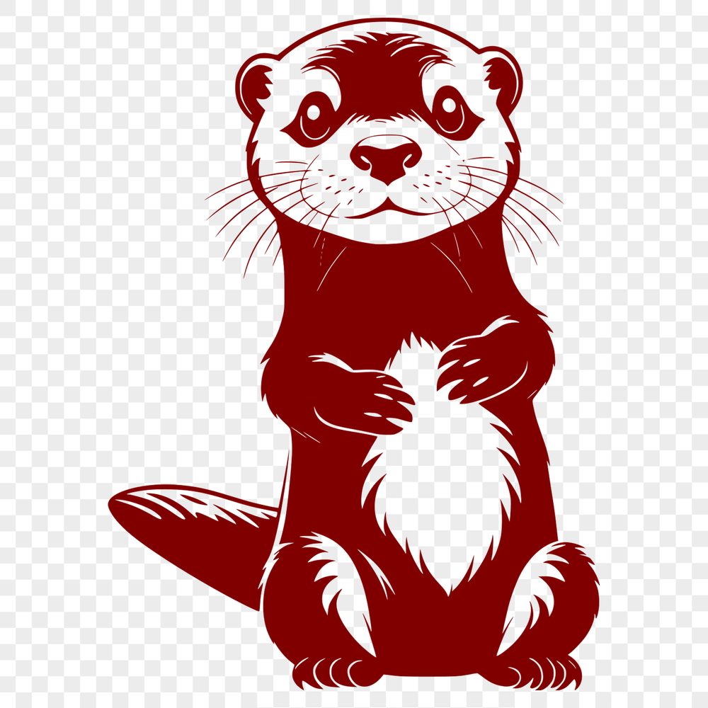 Otter SVG Clip Art Free Download Vector illustration of a river otter in a scenic aquatic environment, suitable for digital design and cutting machine use.