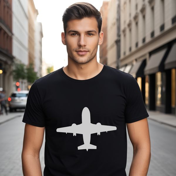 Vector illustration of a commercial airliner in flight, designed for cutting machines and digital designs.