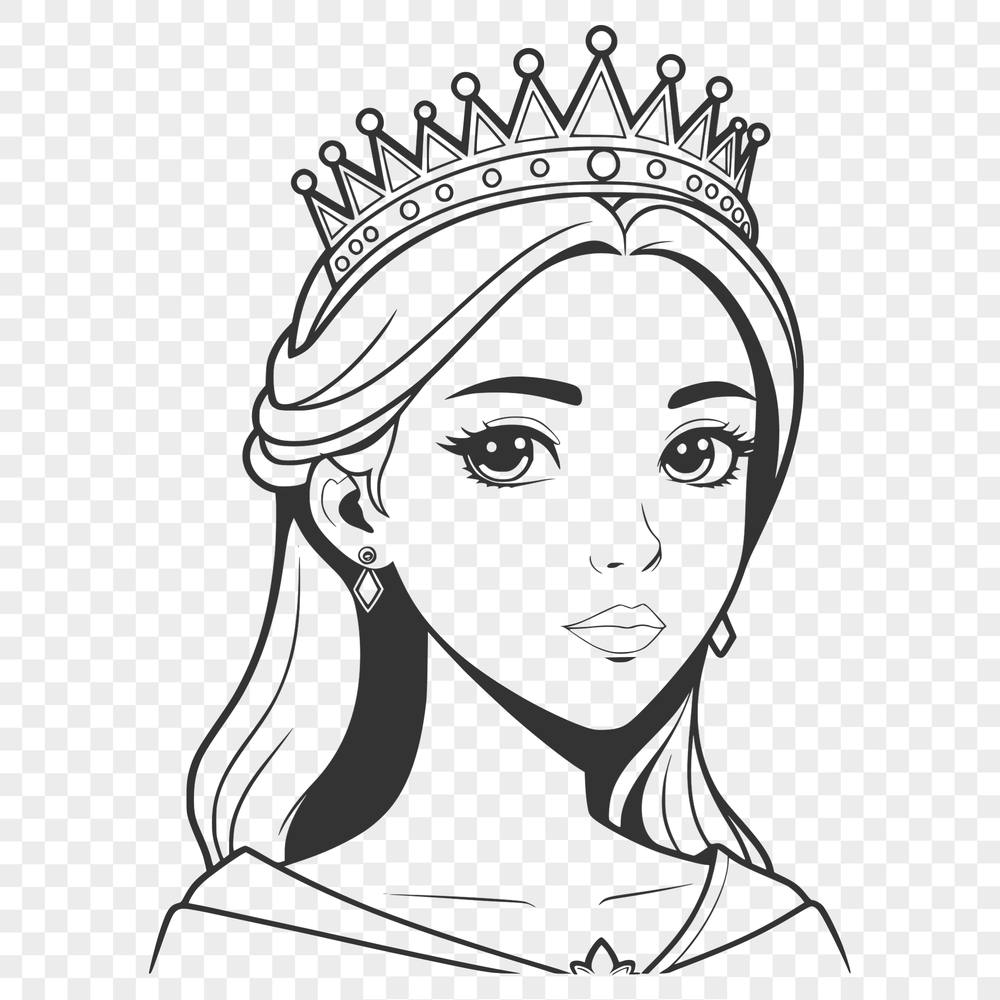 An SVG vector art design featuring a girl dressed as a royalty figure.