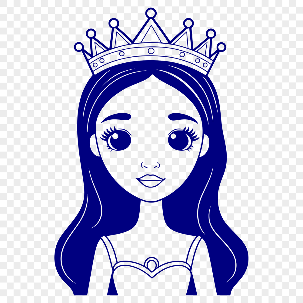 Royal Girl Graphic Design A vector graphic design featuring a smiling girl dressed as a princess.