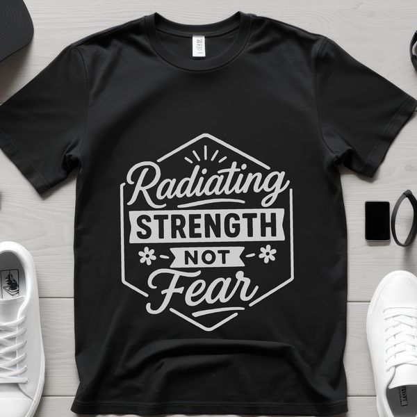 Vector graphic quote about overcoming cancer with determination and strength.