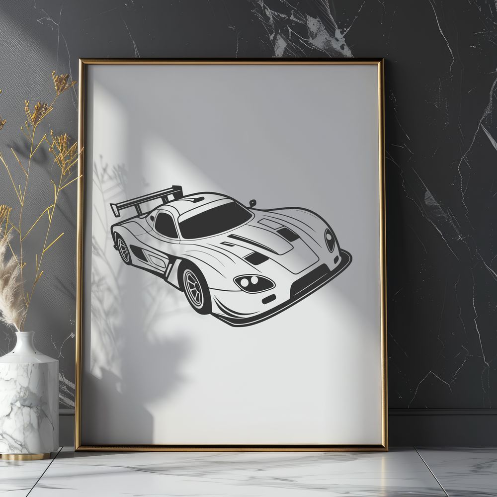 High-Speed Automotive Illustration A high-speed racing vehicle with sleek design and bold lines.