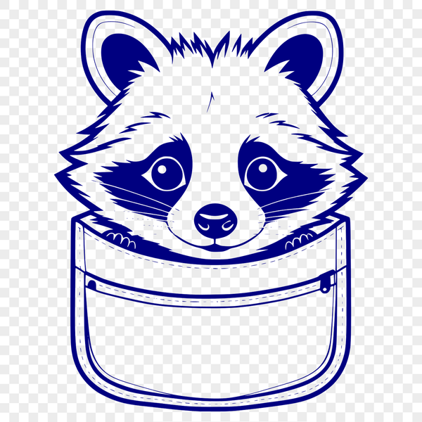 Mischievous Mascot Vector A vector illustration of a raccoon peeking out of a pocket.