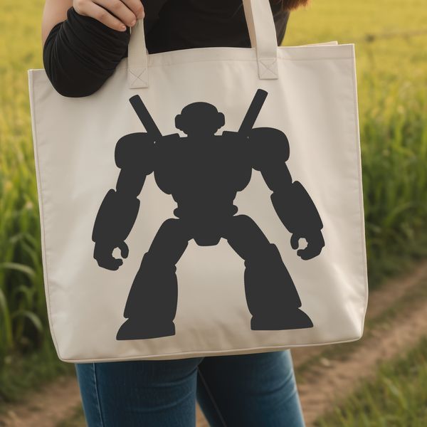 A futuristic robot silhouette created in vector art format, suitable for cutting machines like Cricut.