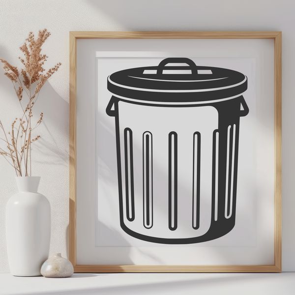 Beautiful Trash Bin Illustration A simple illustration of a trash can, suitable for vector graphics and digital design.