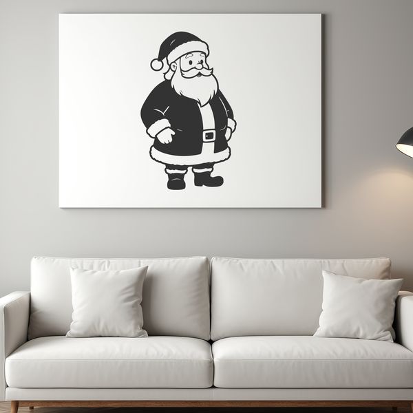 A vector graphic depiction of Santa Claus in a traditional red suit with white trim.