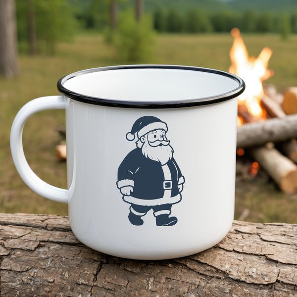 Vector graphic icon of Father Christmas with a red hat and beard.