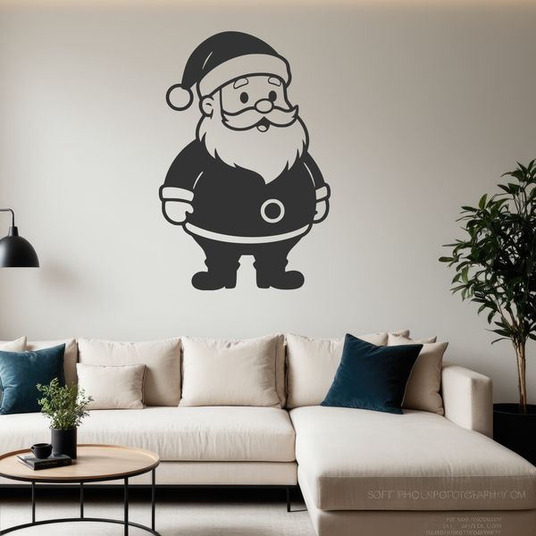 A simple vector illustration of Father Christmas in a festive holiday setting.