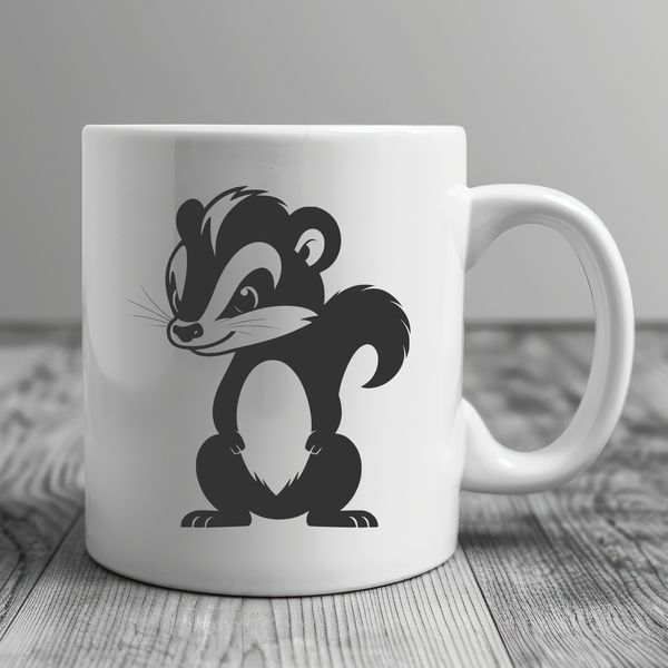 Free Vector Art of a Beautiful Skunk An SVG graphic representation of a wild animal, commonly known as a skunk.