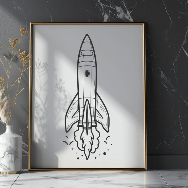 Space Exploration Clip Art Illustration Vector illustration of a futuristic spaceship in space, designed for crafting and design purposes.