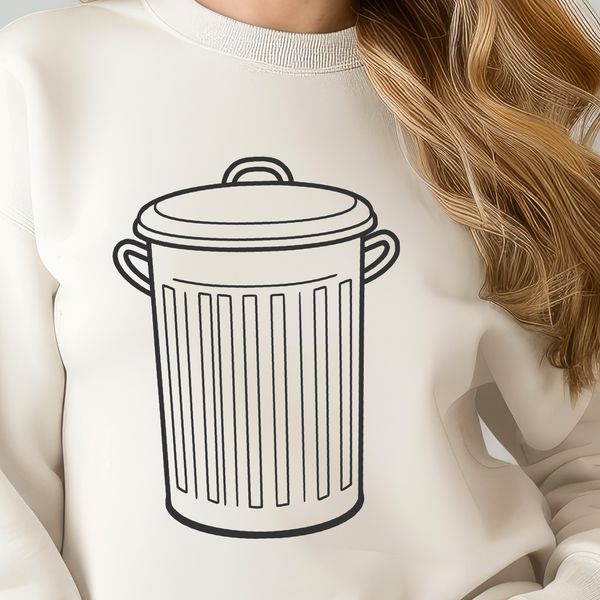 Free Trash Bin Clip Art A vector illustration of a standard trash can with a lid on top, suitable for digital designs.