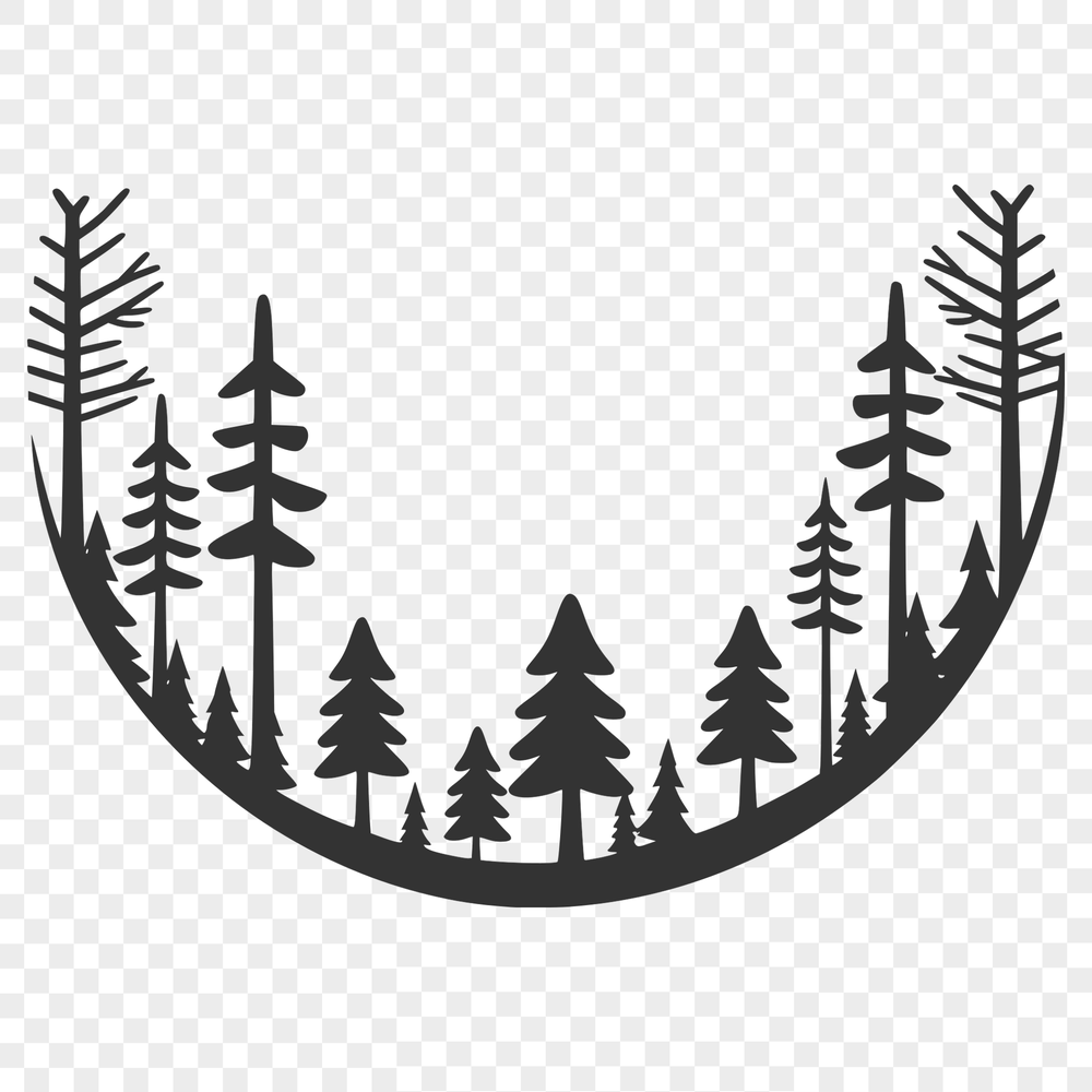 A detailed illustration of a forest landscape with various trees and foliage, suitable for vector graphic design.