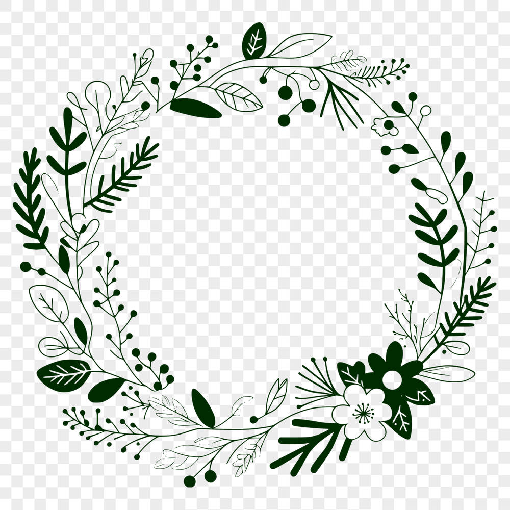 Detailed SVG Wreath Template A detailed floral wreath design in vector format.